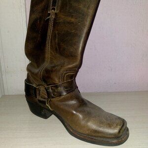 COPY - Square toe leather buckle boots